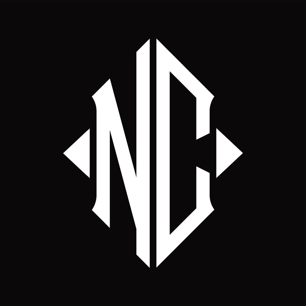 NC-Logo-Monogramm mit isolierter Designvorlage in Schildform vektor