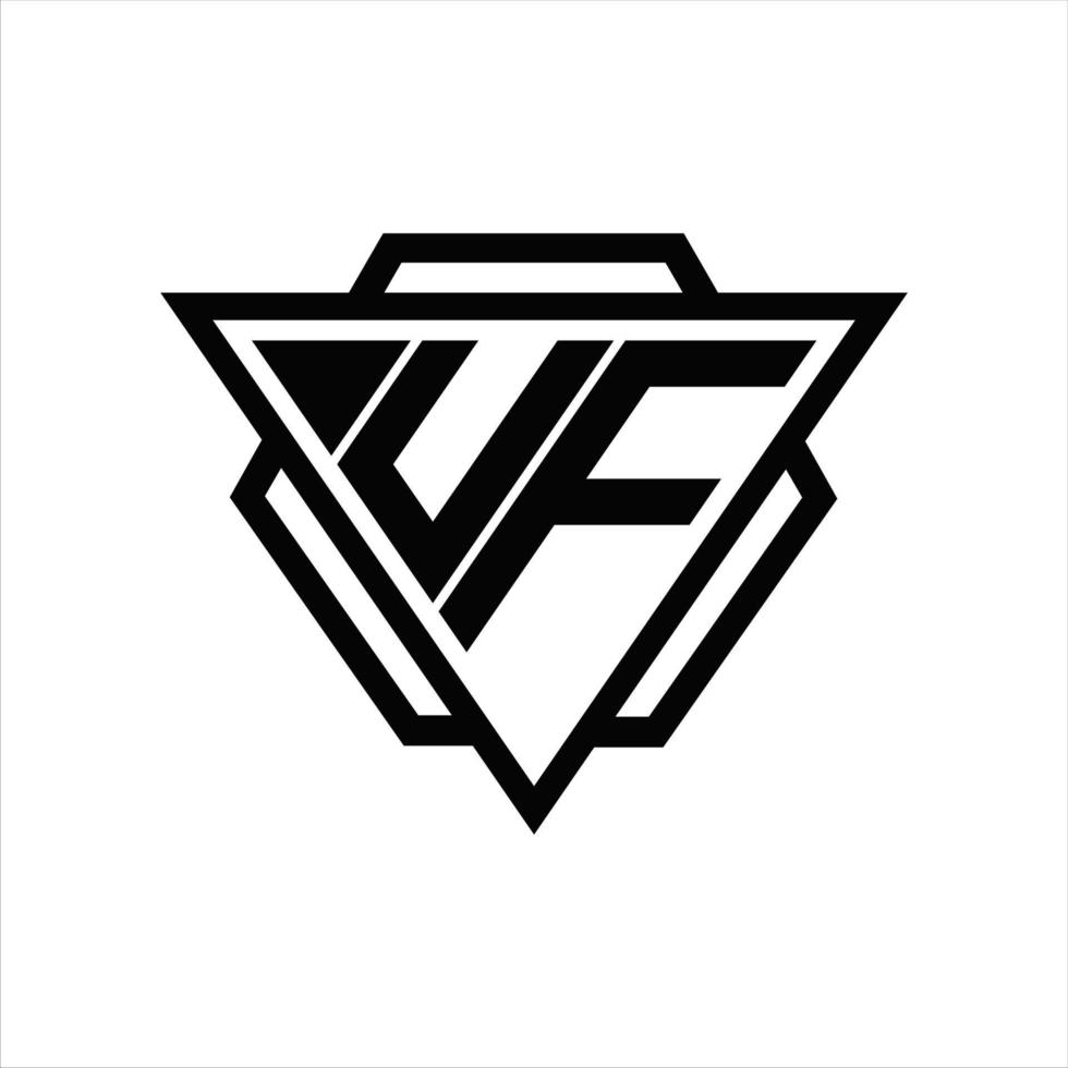 uf-Logo-Monogramm mit Dreieck und Sechseck-Vorlage vektor