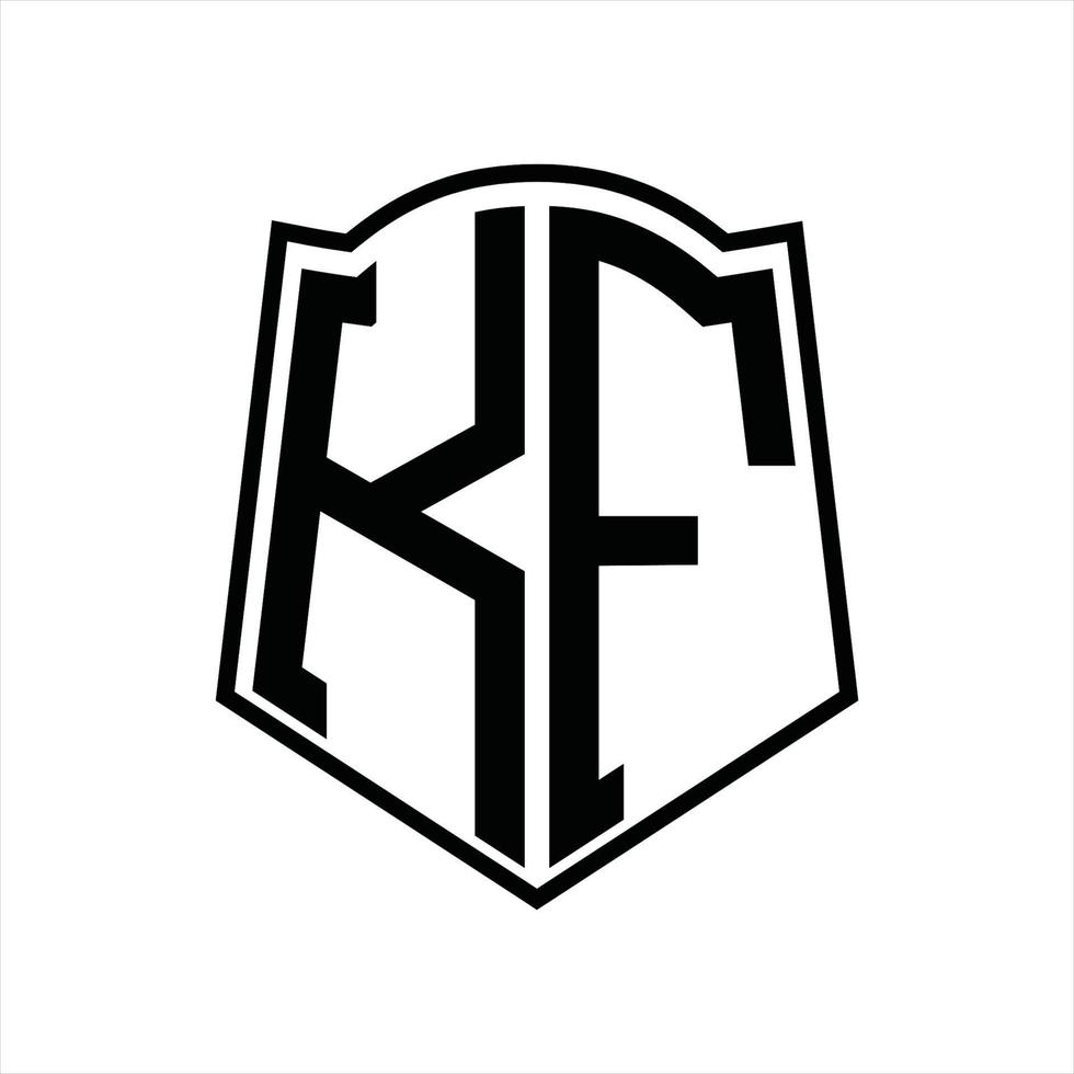 kf-Logo-Monogramm mit Schildform-Entwurfsvorlage vektor