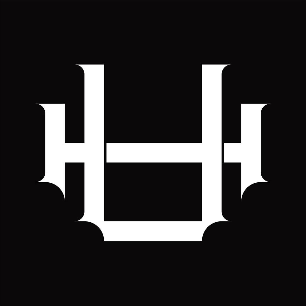 hu-Logo-Monogramm mit überlappender Vintage-Designvorlage im verknüpften Stil vektor