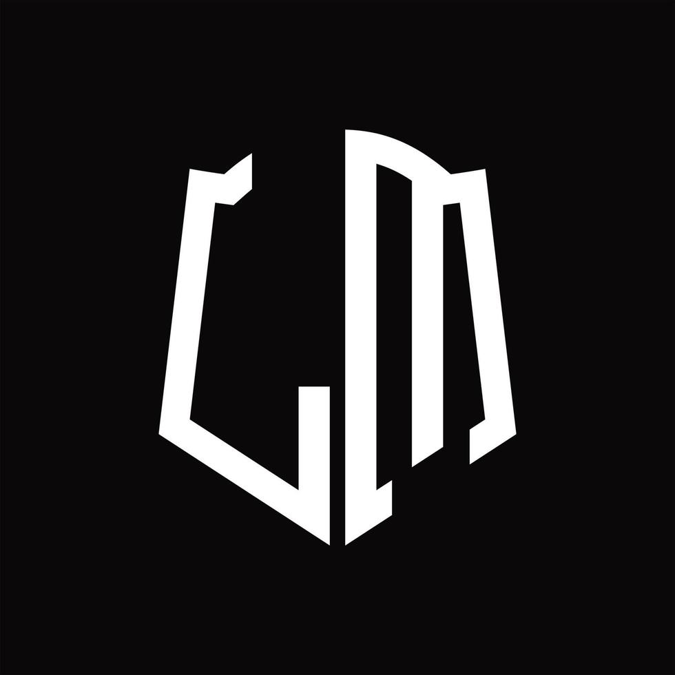 lm-Logo-Monogramm mit Band-Design-Vorlage in Schildform vektor