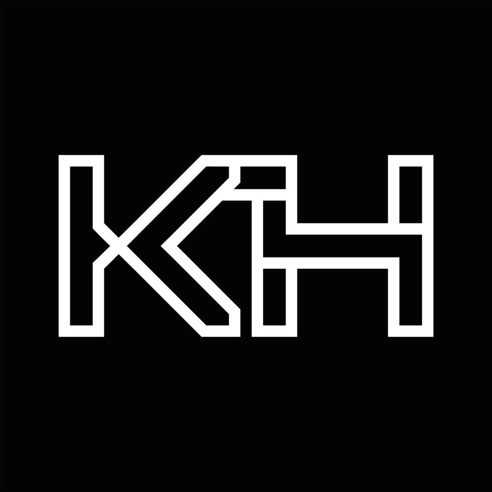 kh-Logo-Monogramm mit negativem Raum im Linienstil vektor