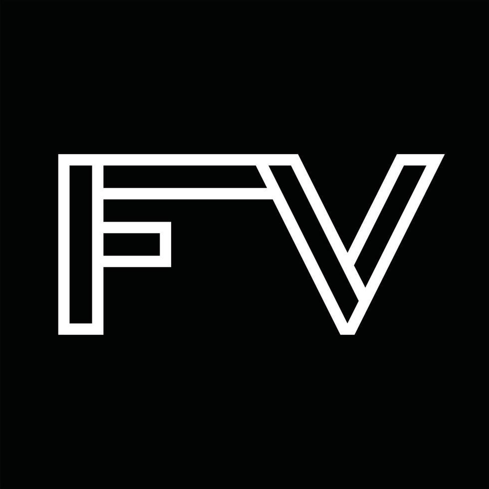 fv-Logo-Monogramm mit negativem Raum im Linienstil vektor