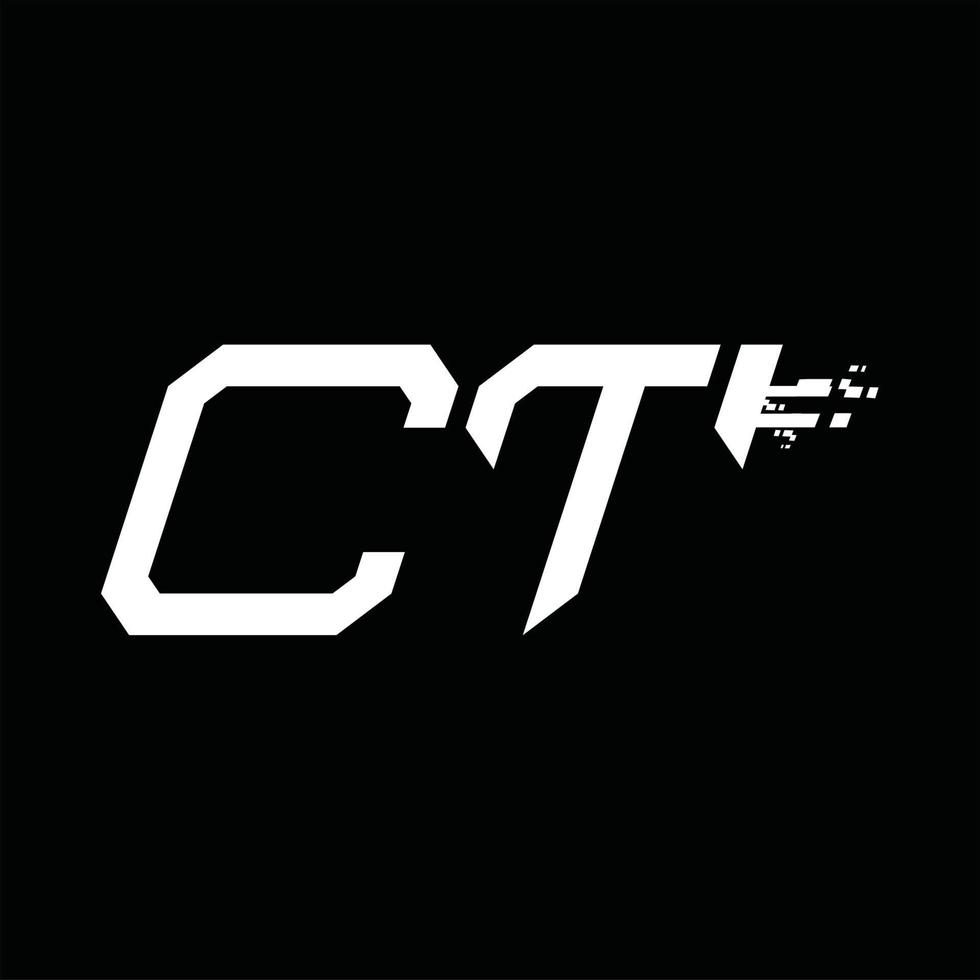 Designvorlage für CT-Logo-Monogramm mit abstrakter Geschwindigkeitstechnologie vektor