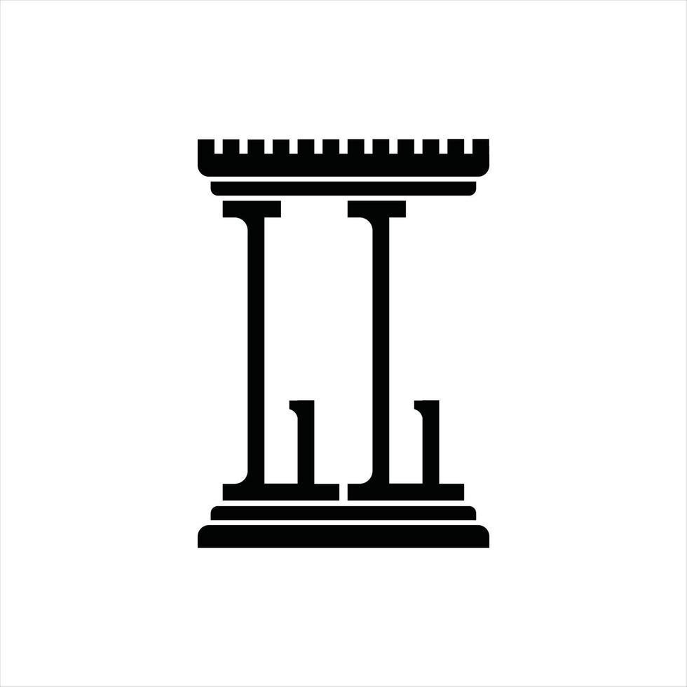 ll logotyp monogram med pelare form design mall vektor