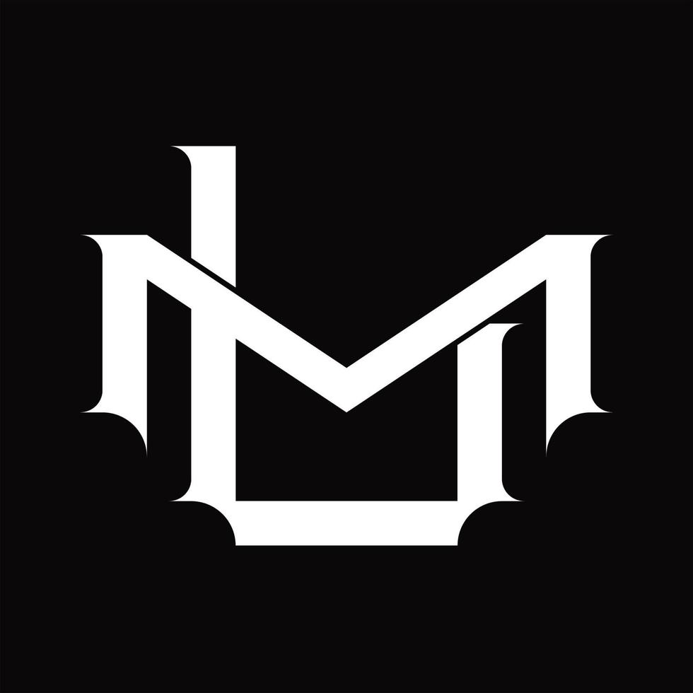 ml-Logo-Monogramm mit überlappender Vintage-Designvorlage im verknüpften Stil vektor