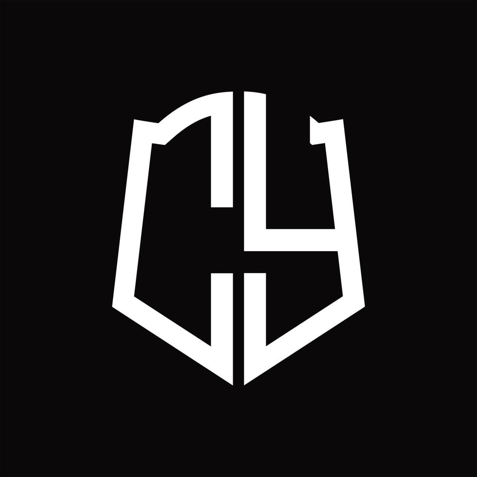 cy logotyp monogram med skydda form band design mall vektor