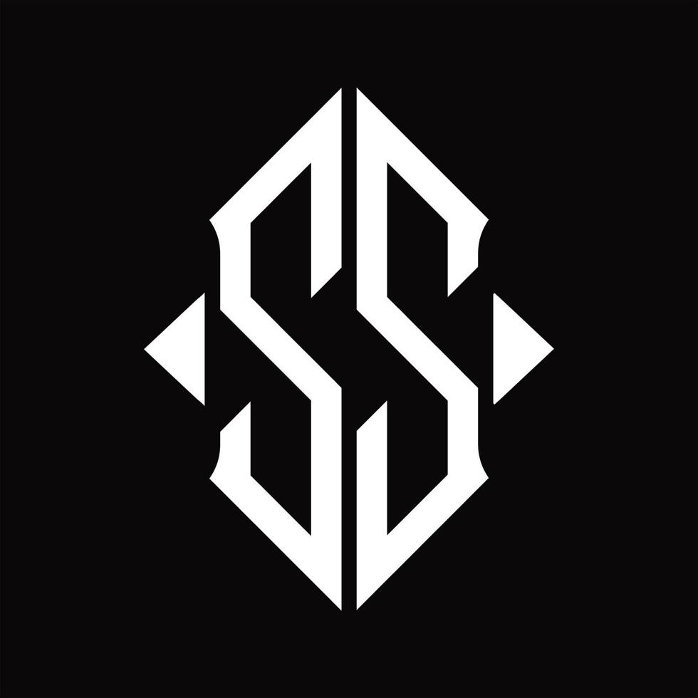 SS-Logo-Monogramm mit isolierter Designvorlage in Schildform vektor