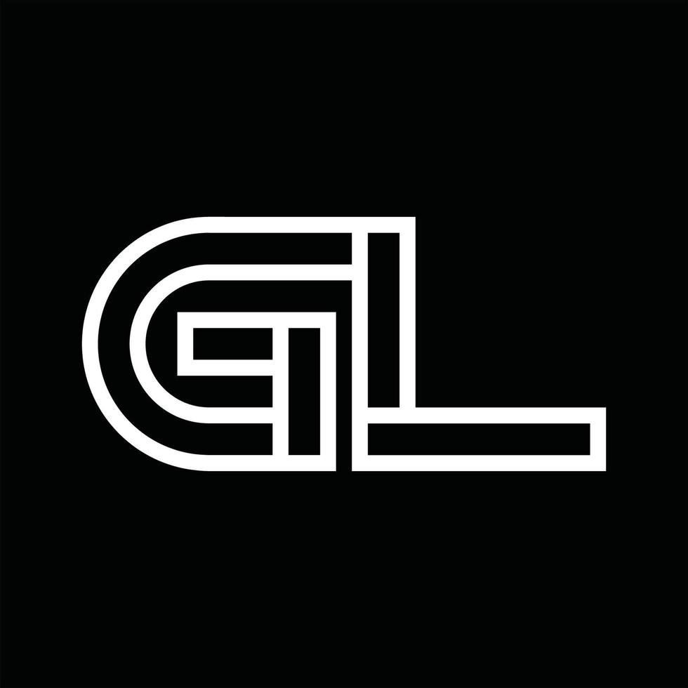 gl-logo-monogramm mit negativem raum im linienstil vektor