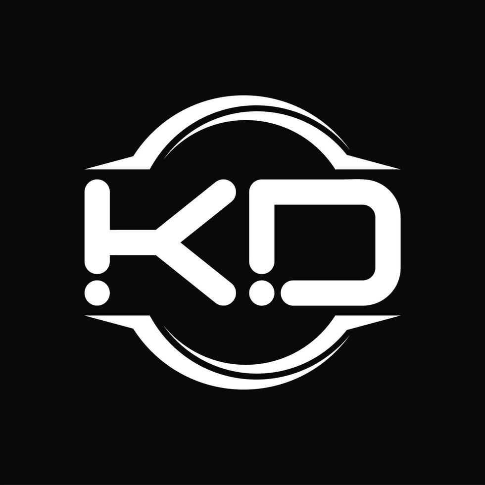 kd-Logo-Monogramm mit Kreis abgerundeter Scheibenform-Designvorlage vektor