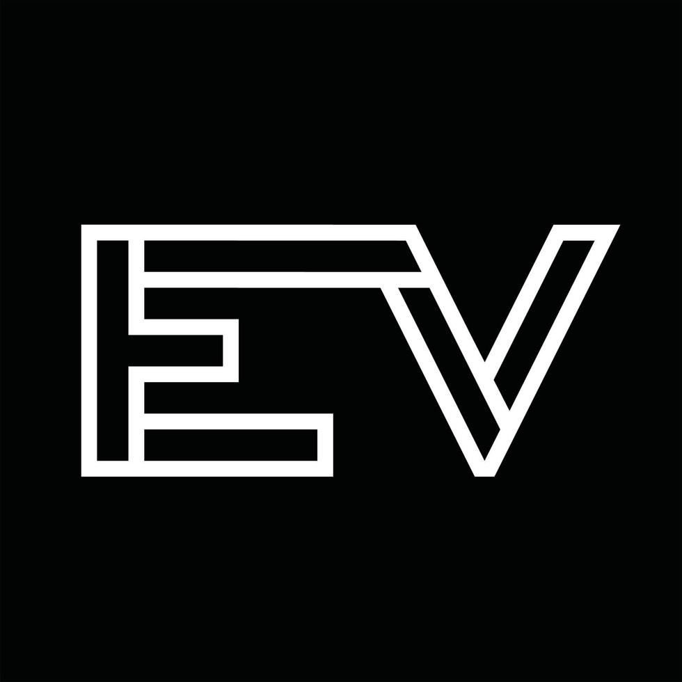 ev-Logo-Monogramm mit negativem Raum im Linienstil vektor