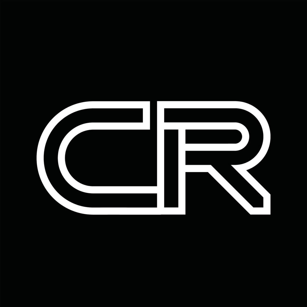 cr-logo-monogramm mit negativem raum im linienstil vektor