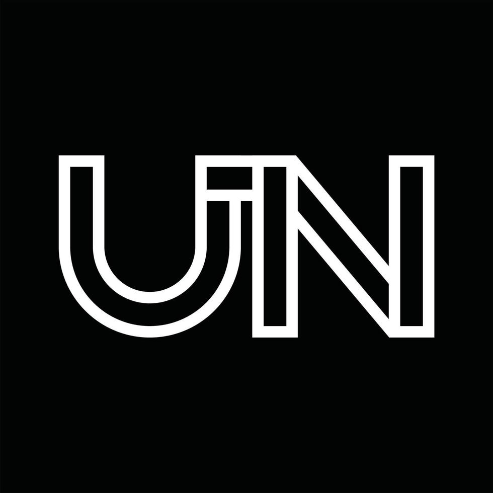 un-logo-monogramm mit negativem raum im linienstil vektor