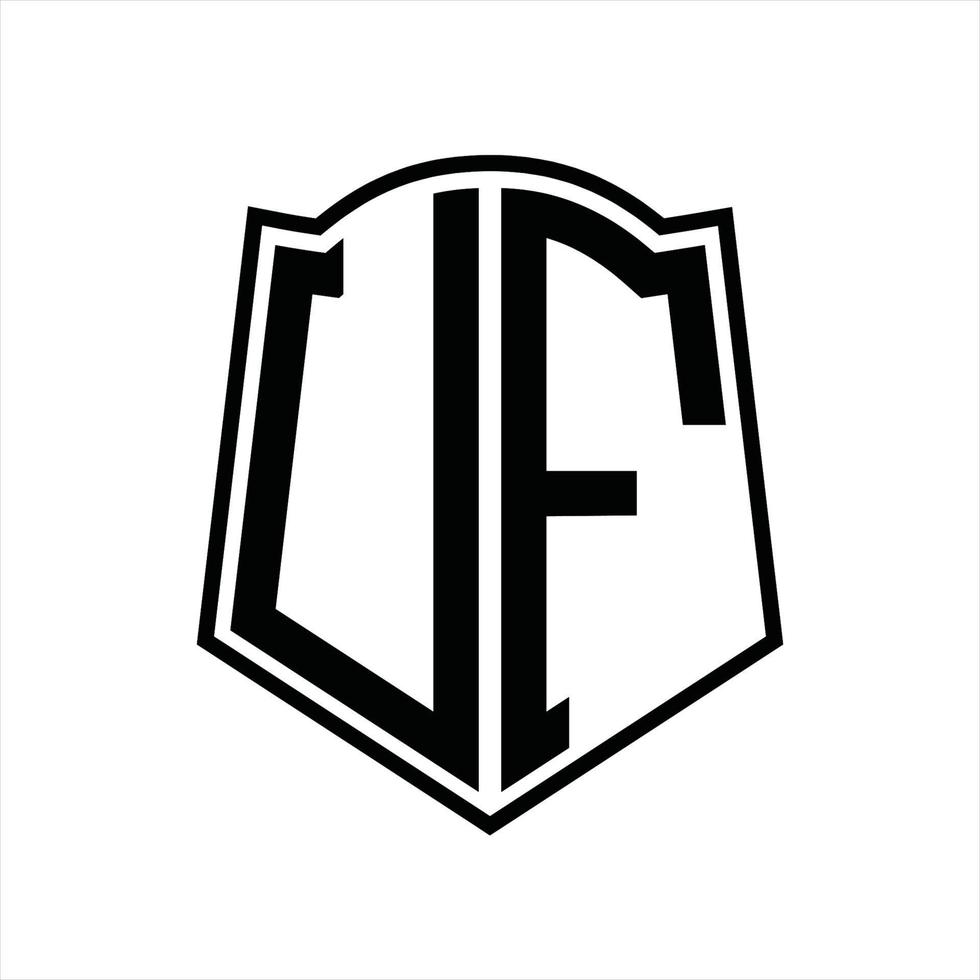 uf logotyp monogram med skydda form översikt design mall vektor