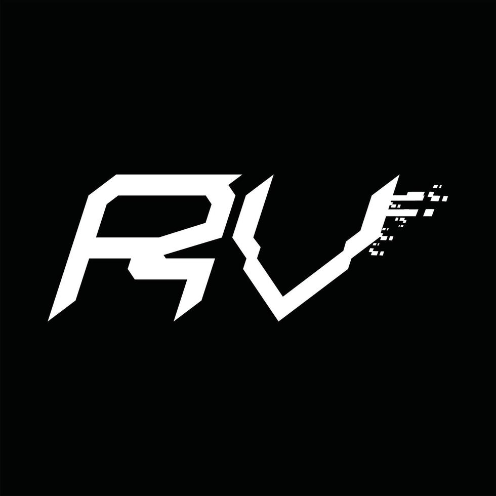 RV-Logo-Monogramm abstrakte Geschwindigkeitstechnologie-Designvorlage vektor