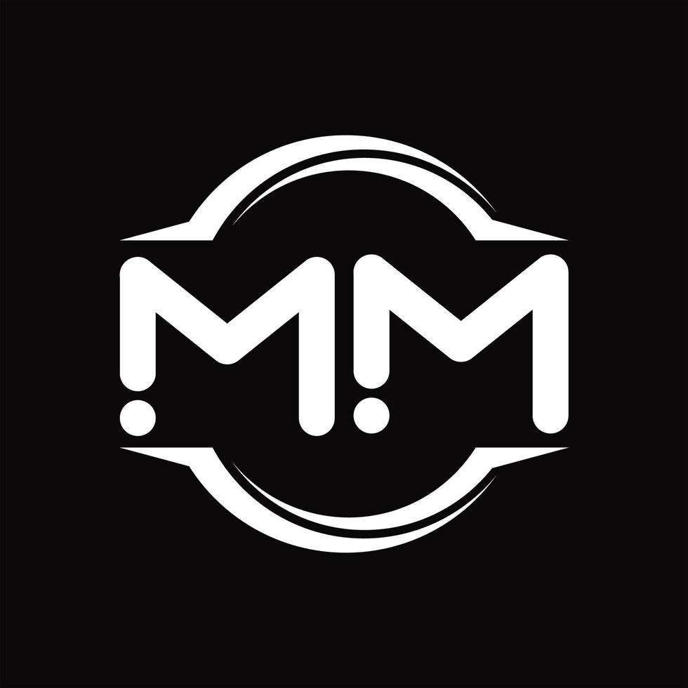mm-Logo-Monogramm mit Kreis abgerundeter Scheibenform-Designvorlage vektor