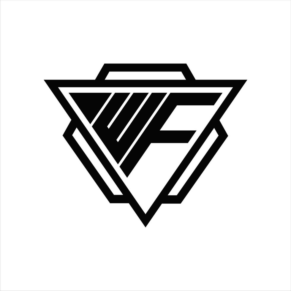 wf-Logo-Monogramm mit Dreieck und Sechseck-Vorlage vektor