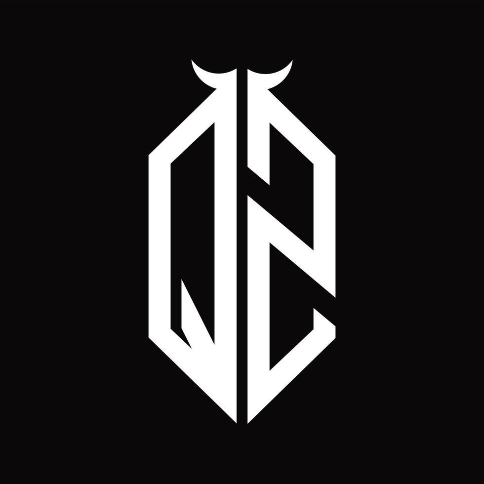 qs logotyp monogram med horn form isolerat svart och vit design mall vektor