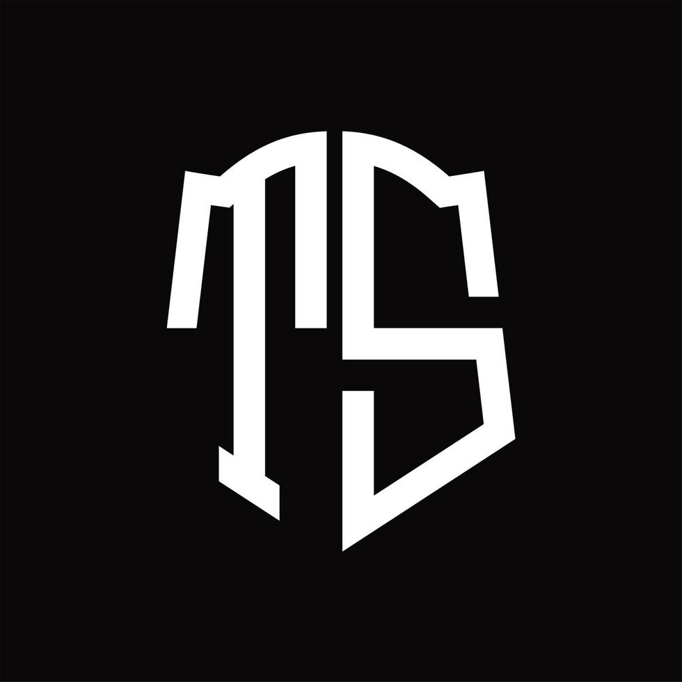 ts-Logo-Monogramm mit Band-Design-Vorlage in Schildform vektor