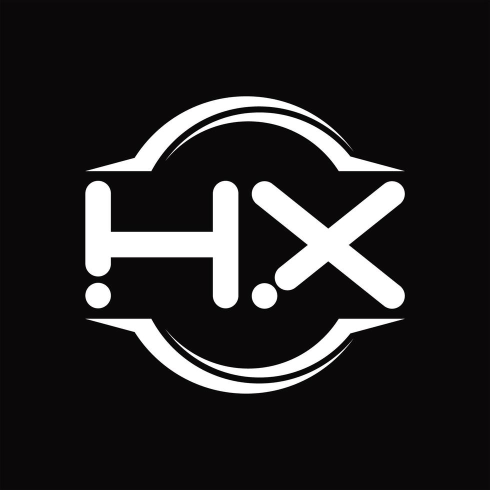 hx logotyp monogram med cirkel avrundad skiva form design mall vektor