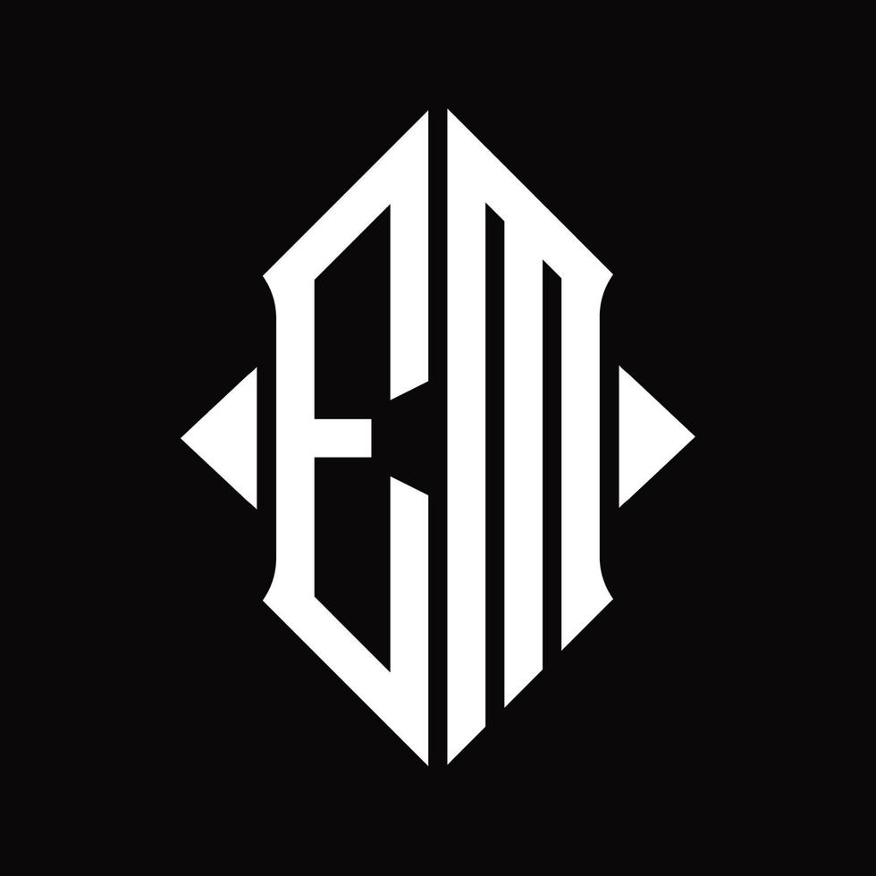 em-Logo-Monogramm mit isolierter Designvorlage in Schildform vektor
