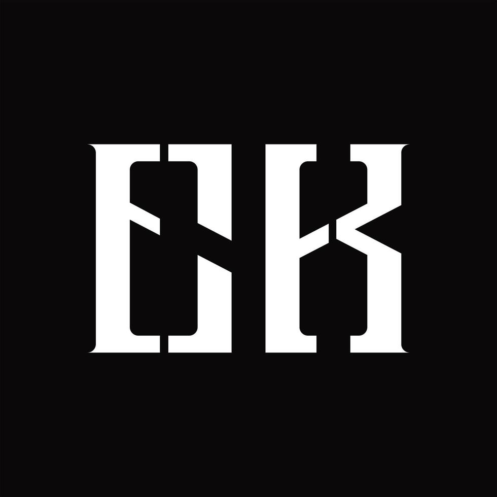 ek-Logo-Monogramm mit mittlerer Slice-Design-Vorlage vektor