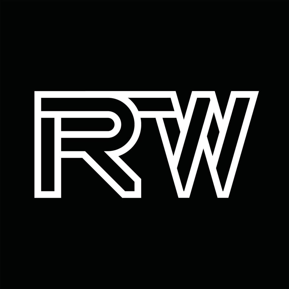 rw-Logo-Monogramm mit negativem Raum im Linienstil vektor