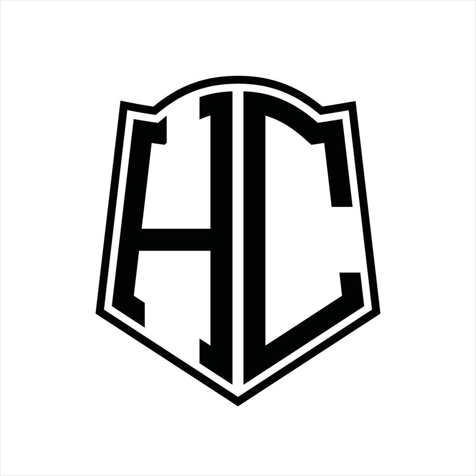 hc-Logo-Monogramm mit Schildform-Entwurfsvorlage vektor