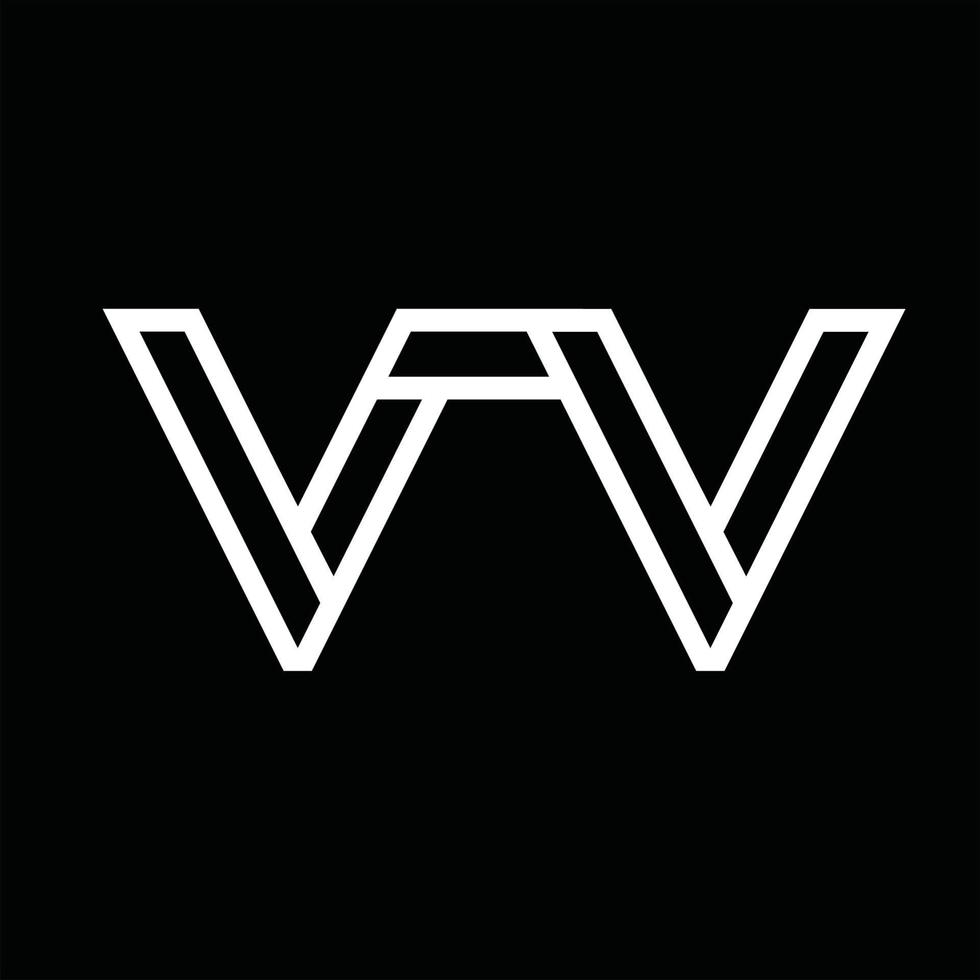 vv-Logo-Monogramm mit negativem Raum im Linienstil vektor