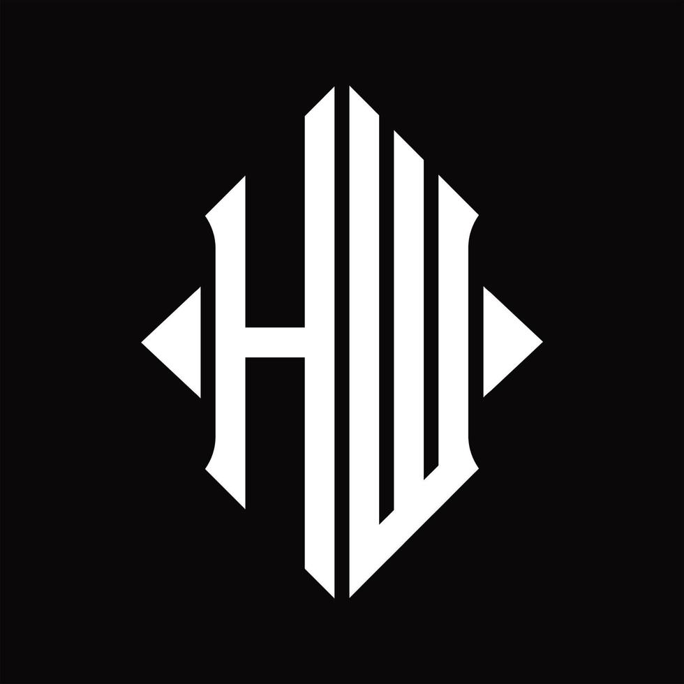 H w logotyp monogram med skydda form isolerat design mall vektor
