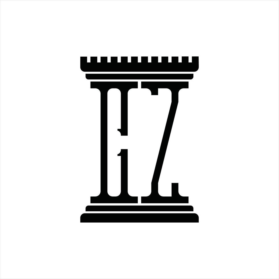 cz-Logo-Monogramm mit Säulenform-Designvorlage vektor