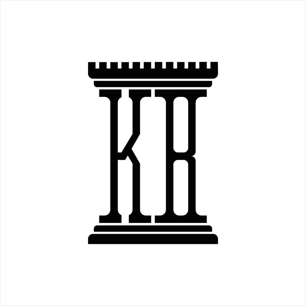 kb-Logo-Monogramm mit Designvorlage in Säulenform vektor