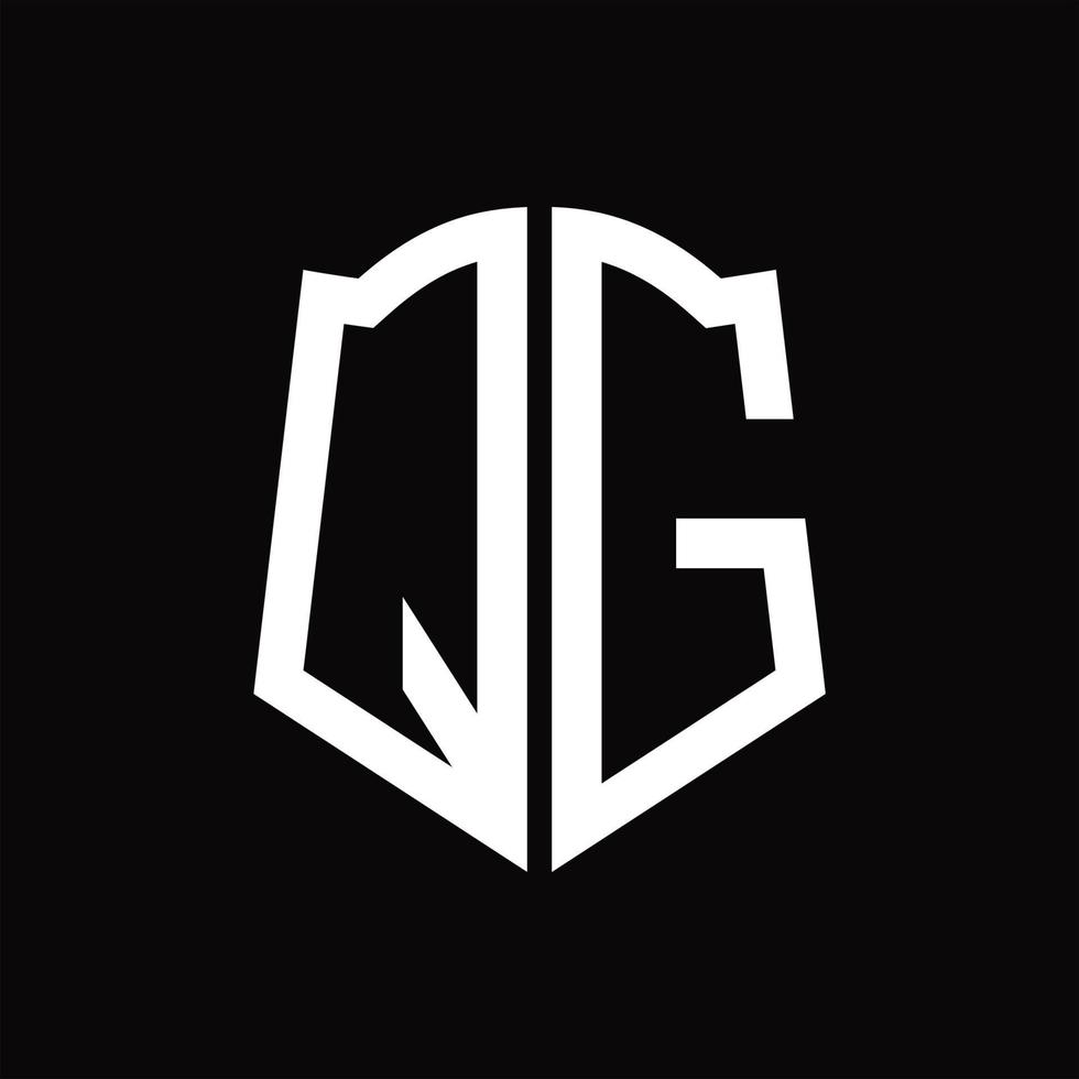 qg-Logo-Monogramm mit Band-Design-Vorlage in Schildform vektor