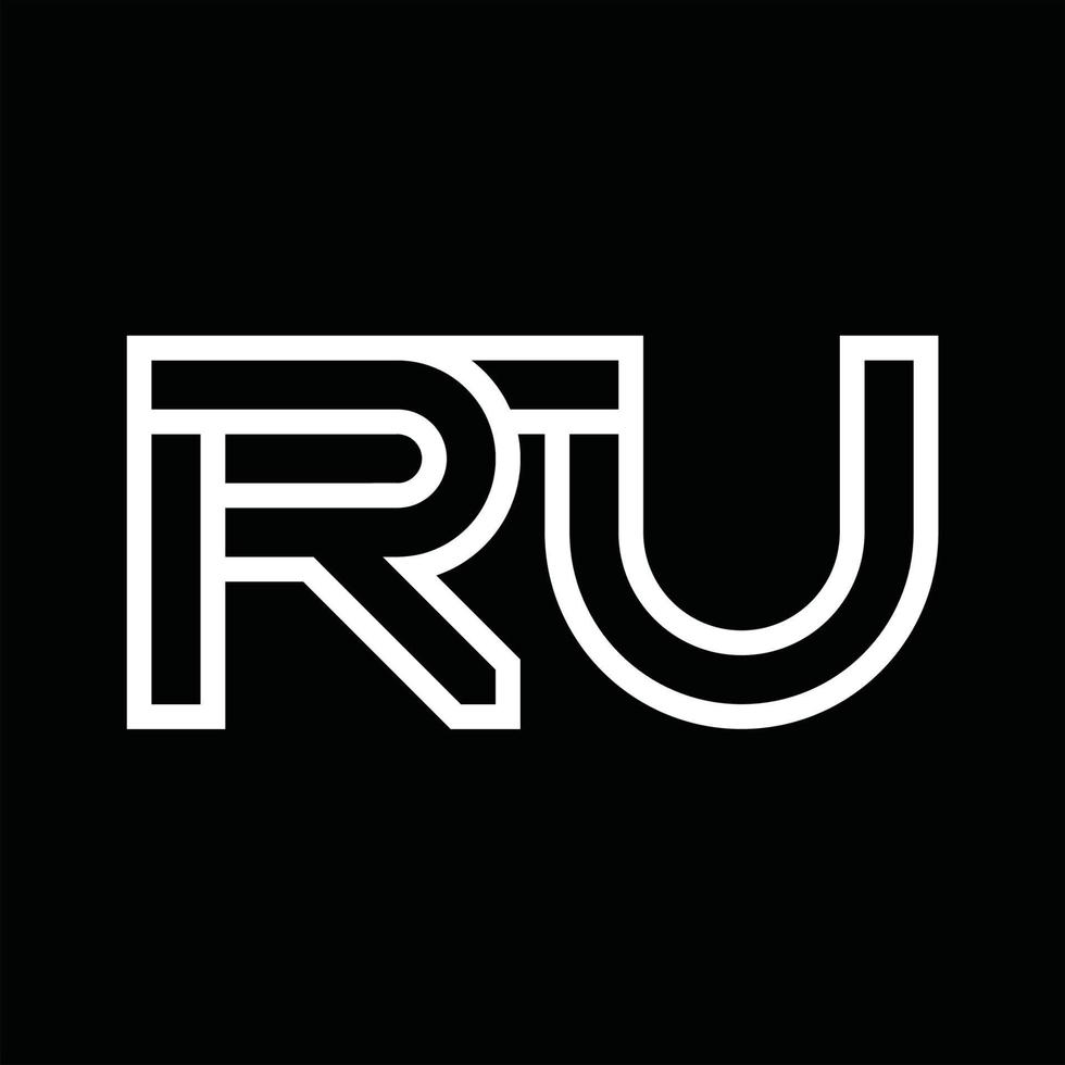 ru-Logo-Monogramm mit negativem Raum im Linienstil vektor