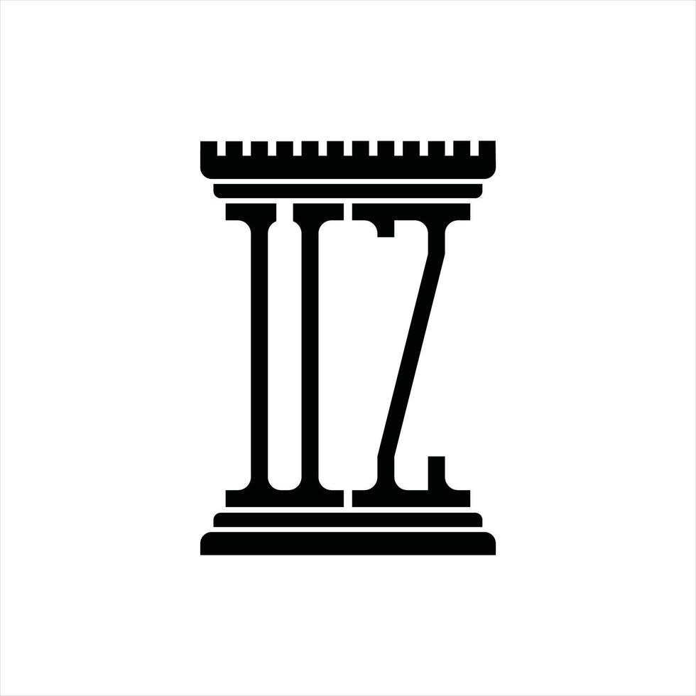 uz-Logo-Monogramm mit Designvorlage in Säulenform vektor