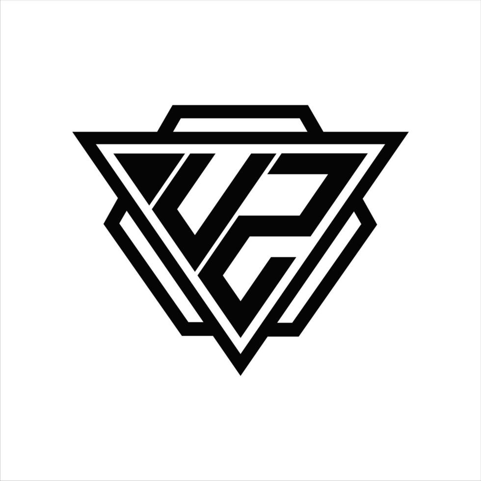 uz logotyp monogram med triangel och sexhörning mall vektor