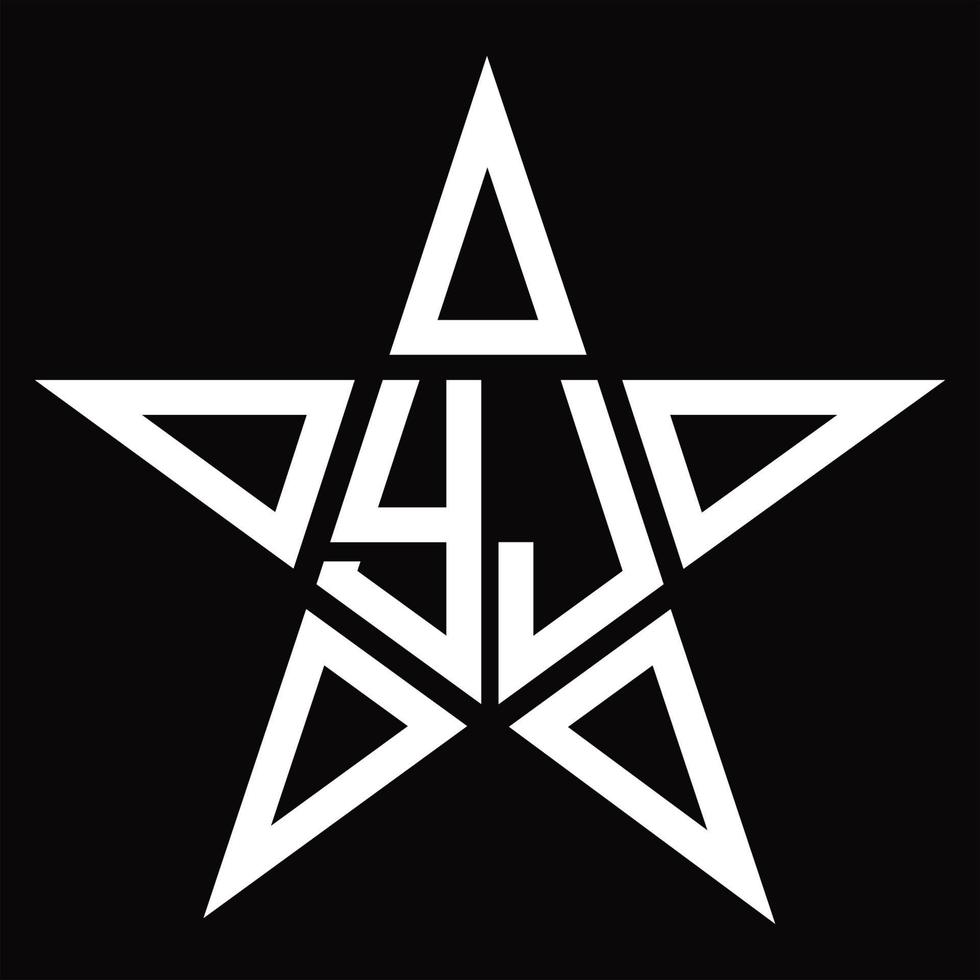 yj-Logo-Monogramm mit sternförmiger Designvorlage vektor