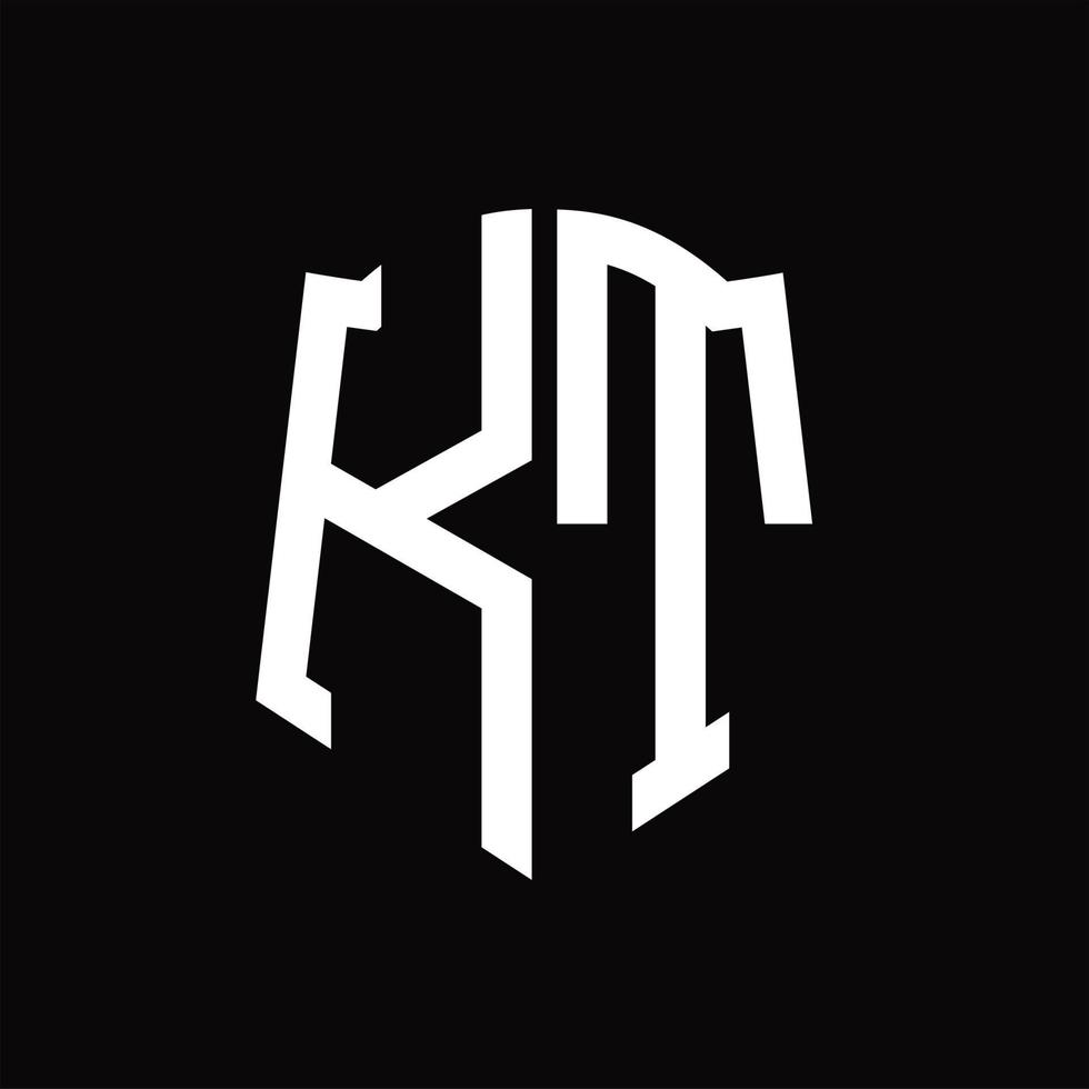 kt-Logo-Monogramm mit Band-Design-Vorlage in Schildform vektor