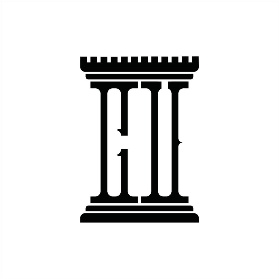 Cu-Logo-Monogramm mit Säulenform-Designvorlage vektor
