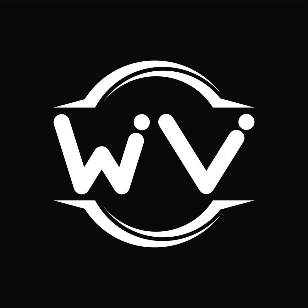 wv-Logo-Monogramm mit Kreis abgerundeter Scheibenform-Designvorlage vektor