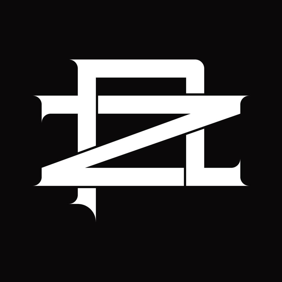 zp-Logo-Monogramm mit überlappender Vintage-Designvorlage im verknüpften Stil vektor