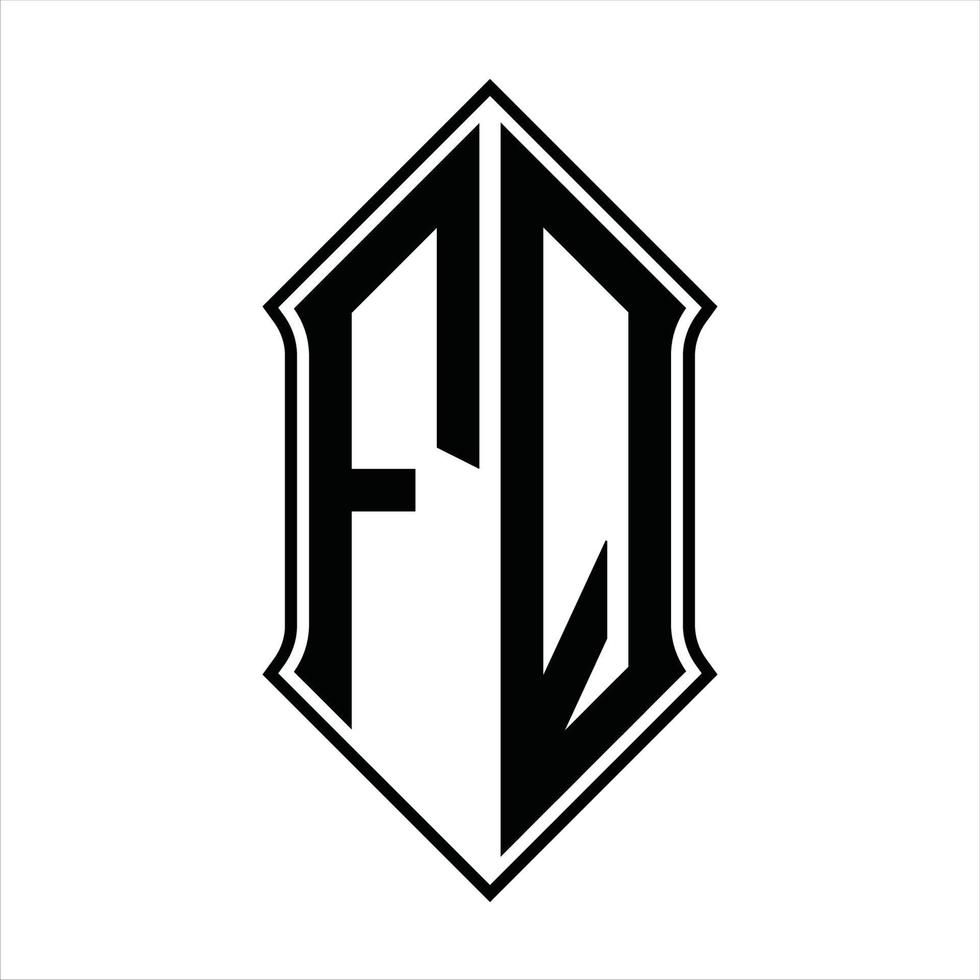 fq-Logo-Monogramm mit Schildform und Umriss-Design-Vorlage Vektorsymbol abstrakt vektor