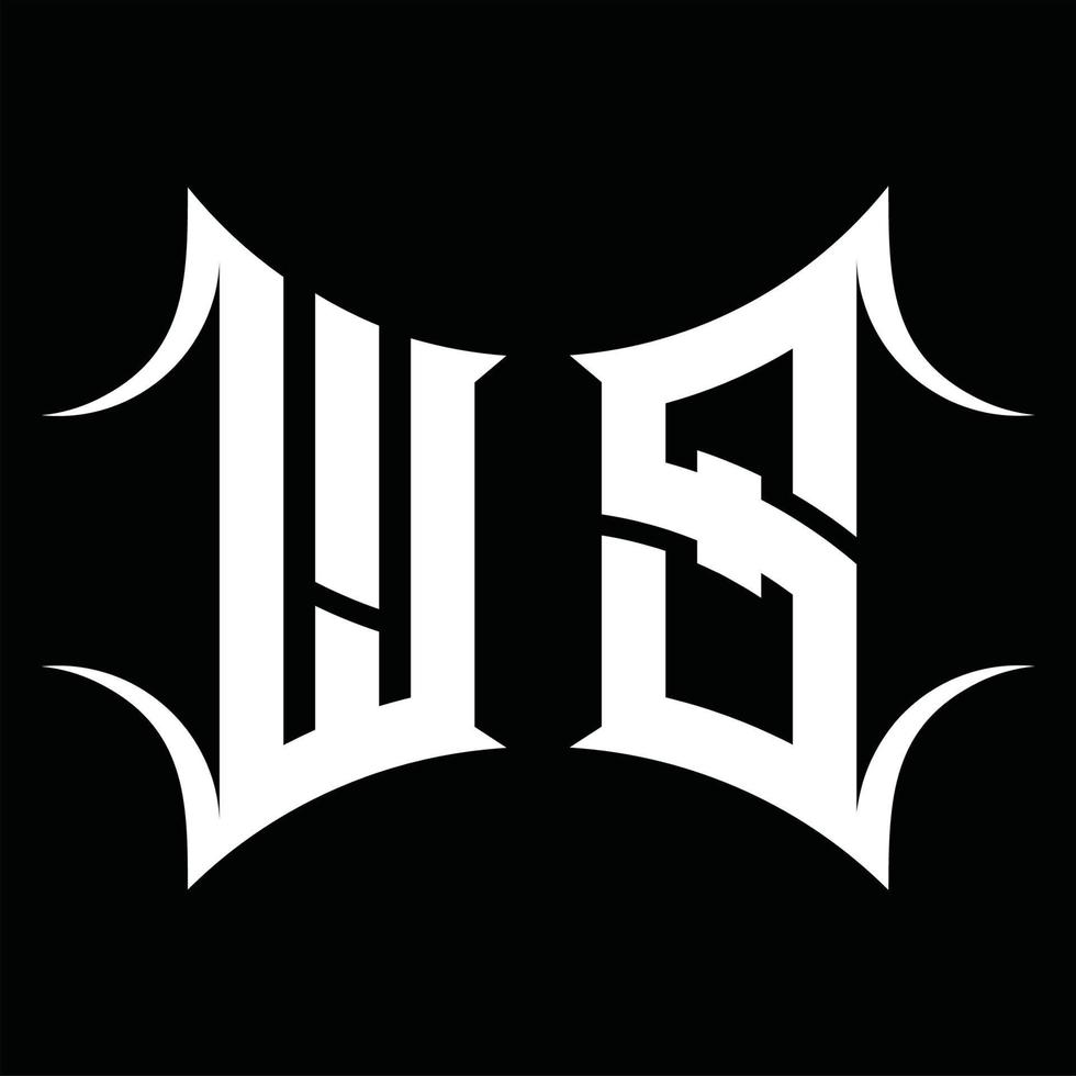 ws logotyp monogram med abstrakt form design mall vektor