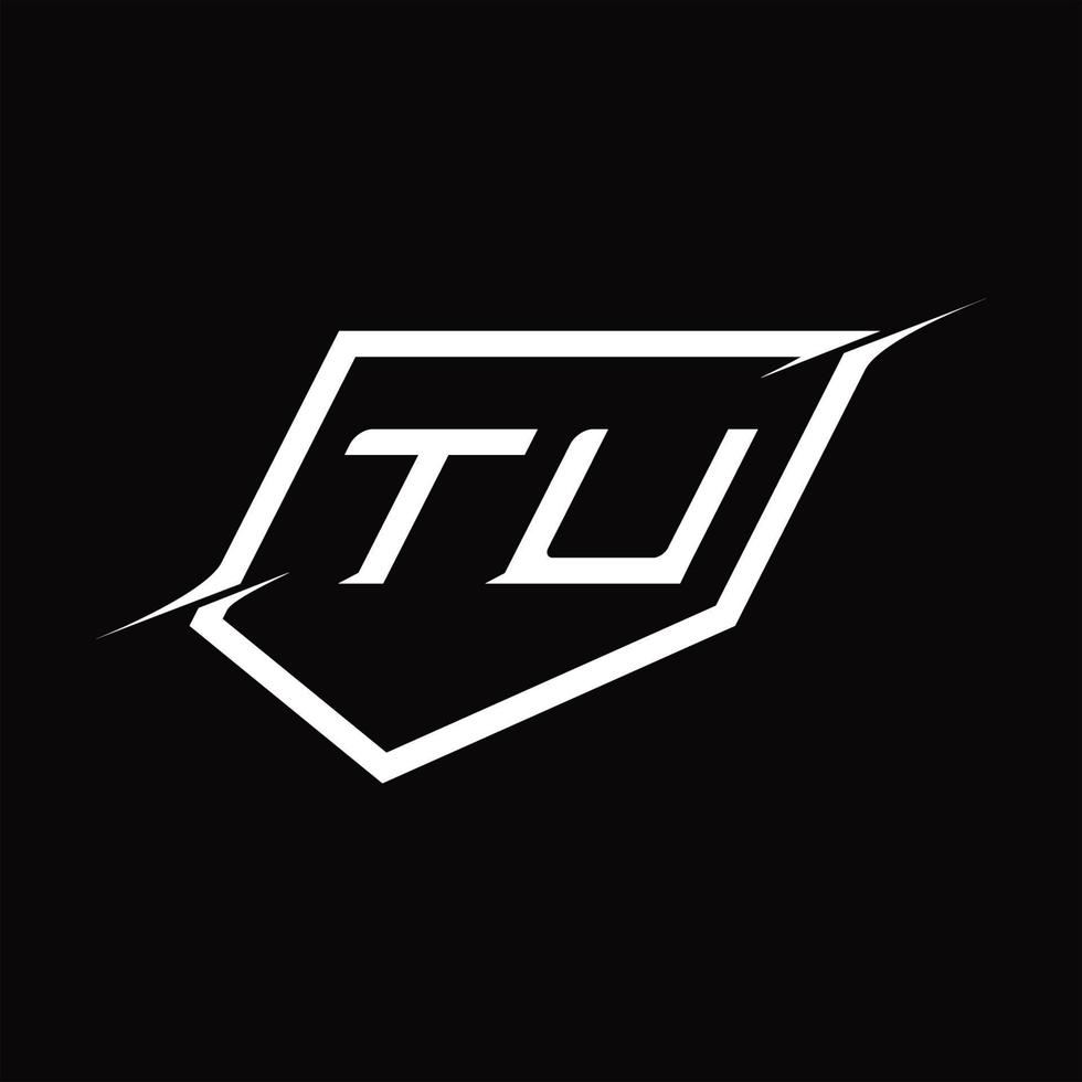 tu-Logo-Monogrammbuchstabe mit Schild- und Slice-Design vektor