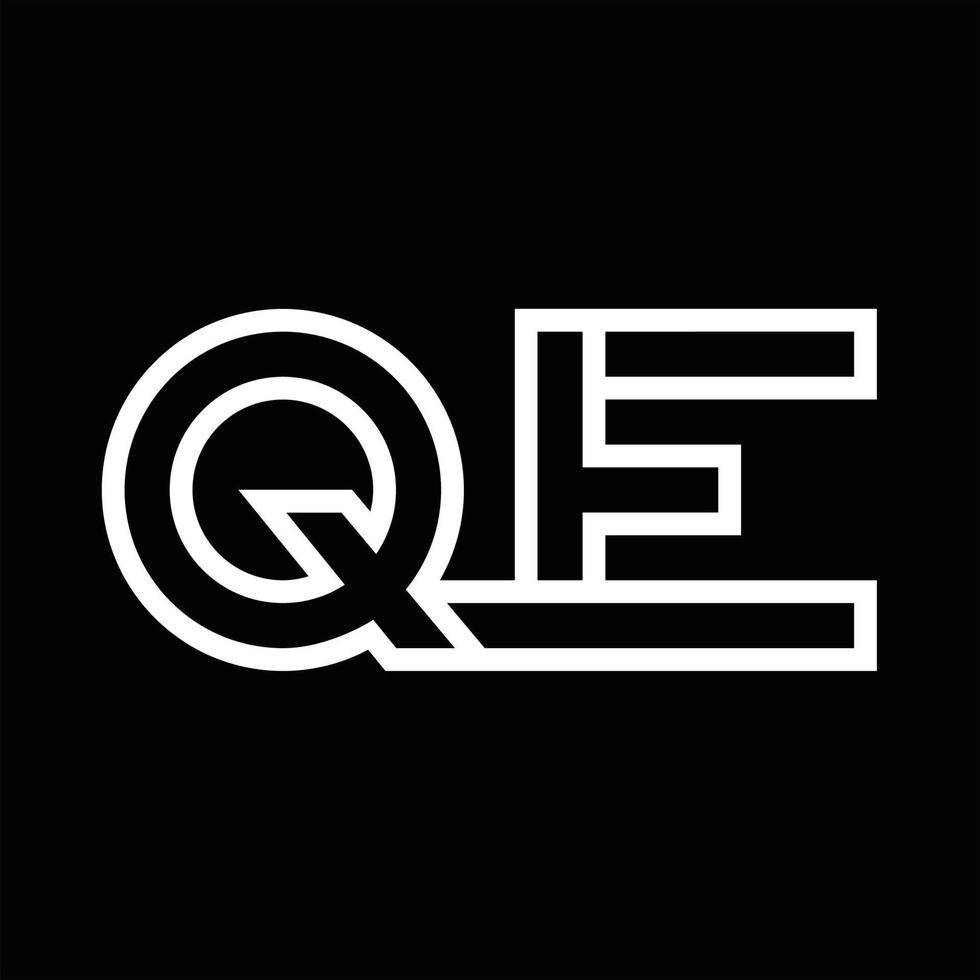 qe-Logo-Monogramm mit negativem Raum im Linienstil vektor