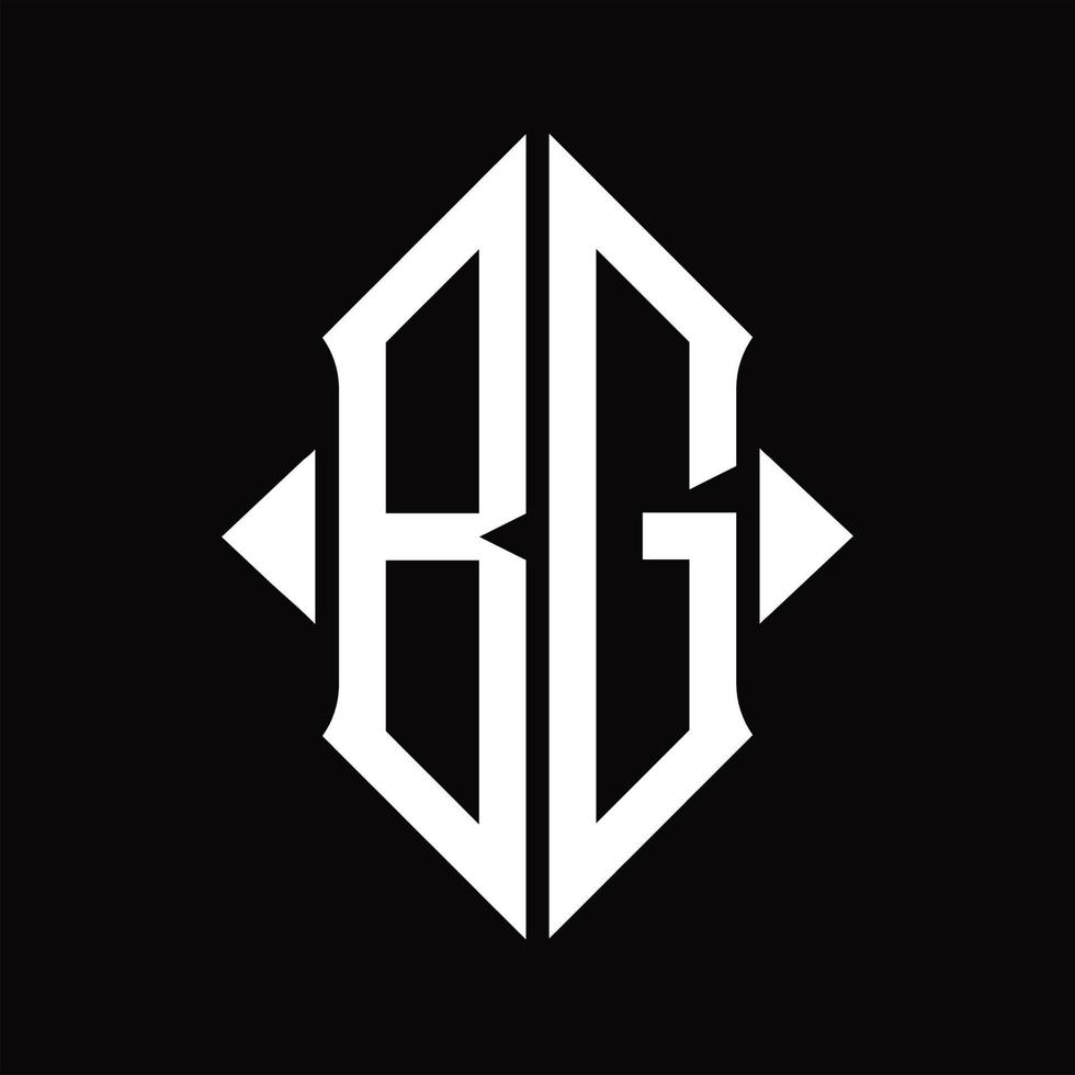 bg-Logo-Monogramm mit isolierter Designvorlage in Schildform vektor