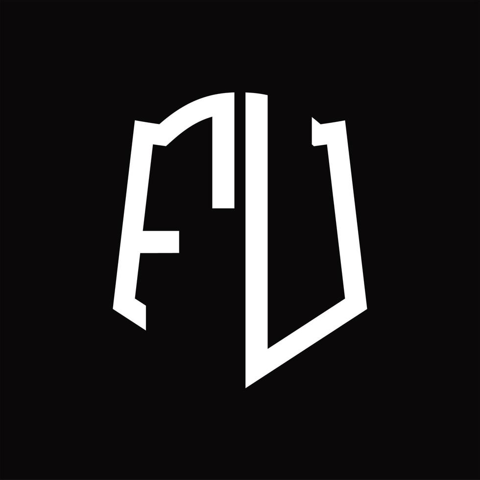 fu-Logo-Monogramm mit Band-Design-Vorlage in Schildform vektor