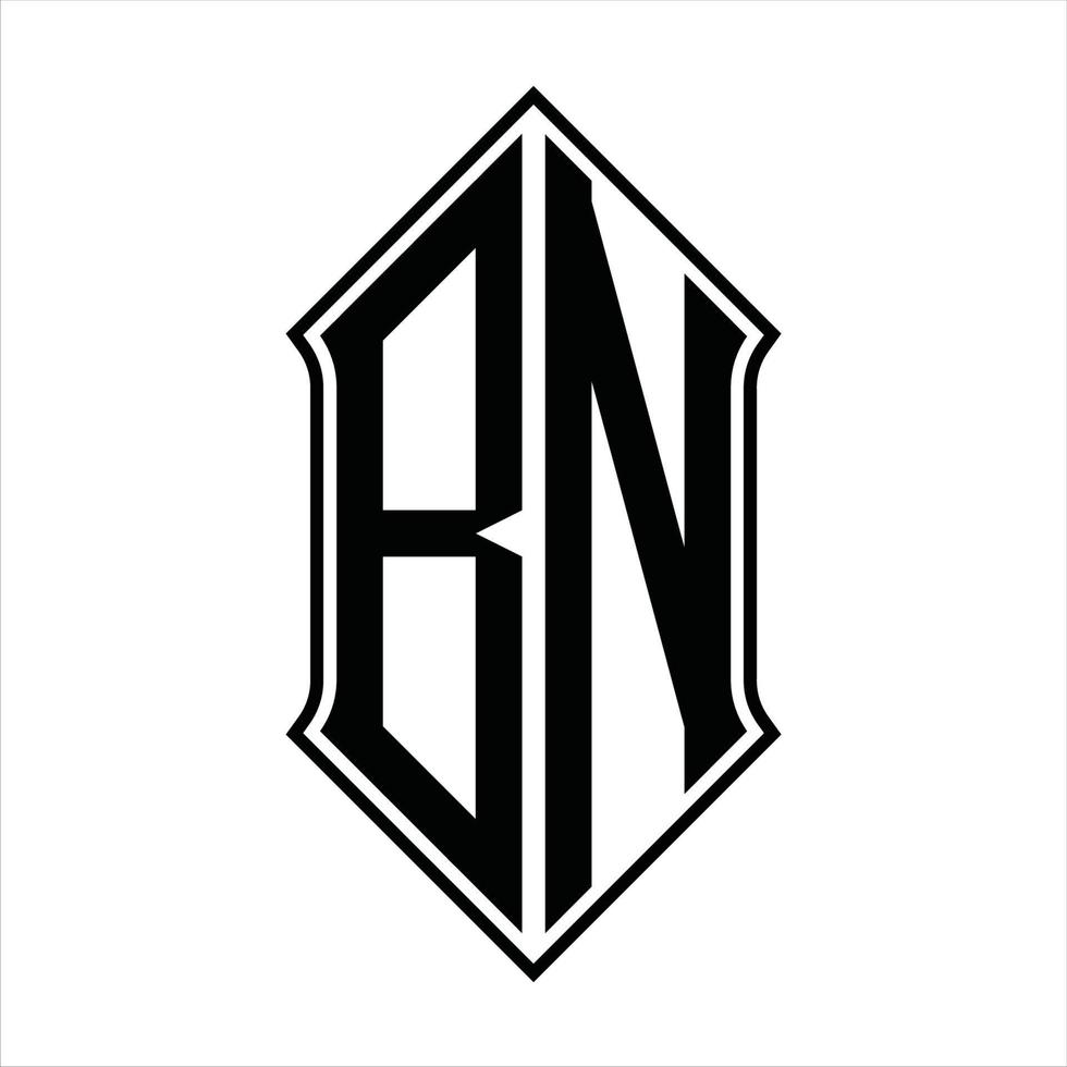bn logotyp monogram med sköldform och översikt design mall vektor ikon abstrakt