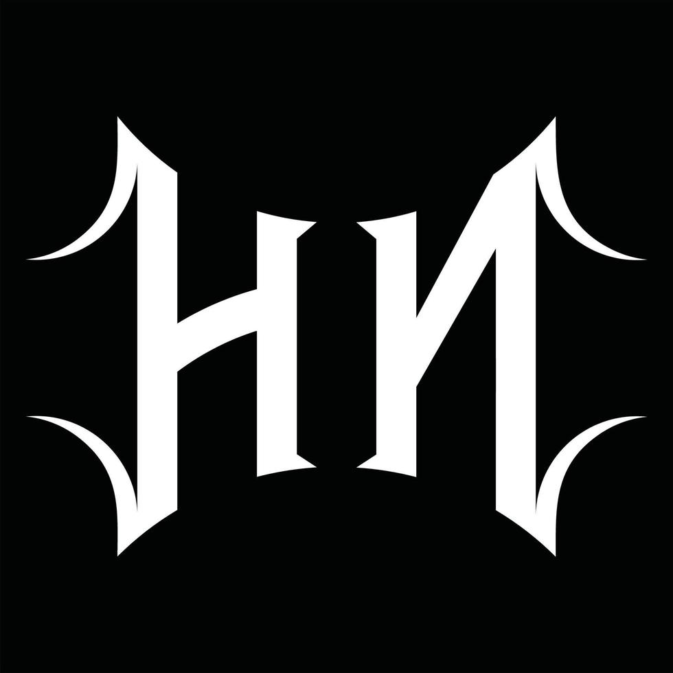 hn logotyp monogram med abstrakt form design mall vektor