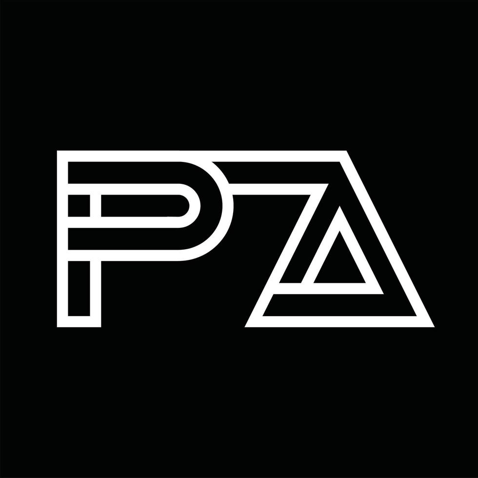 pa-logo-monogramm mit negativem raum im linienstil vektor